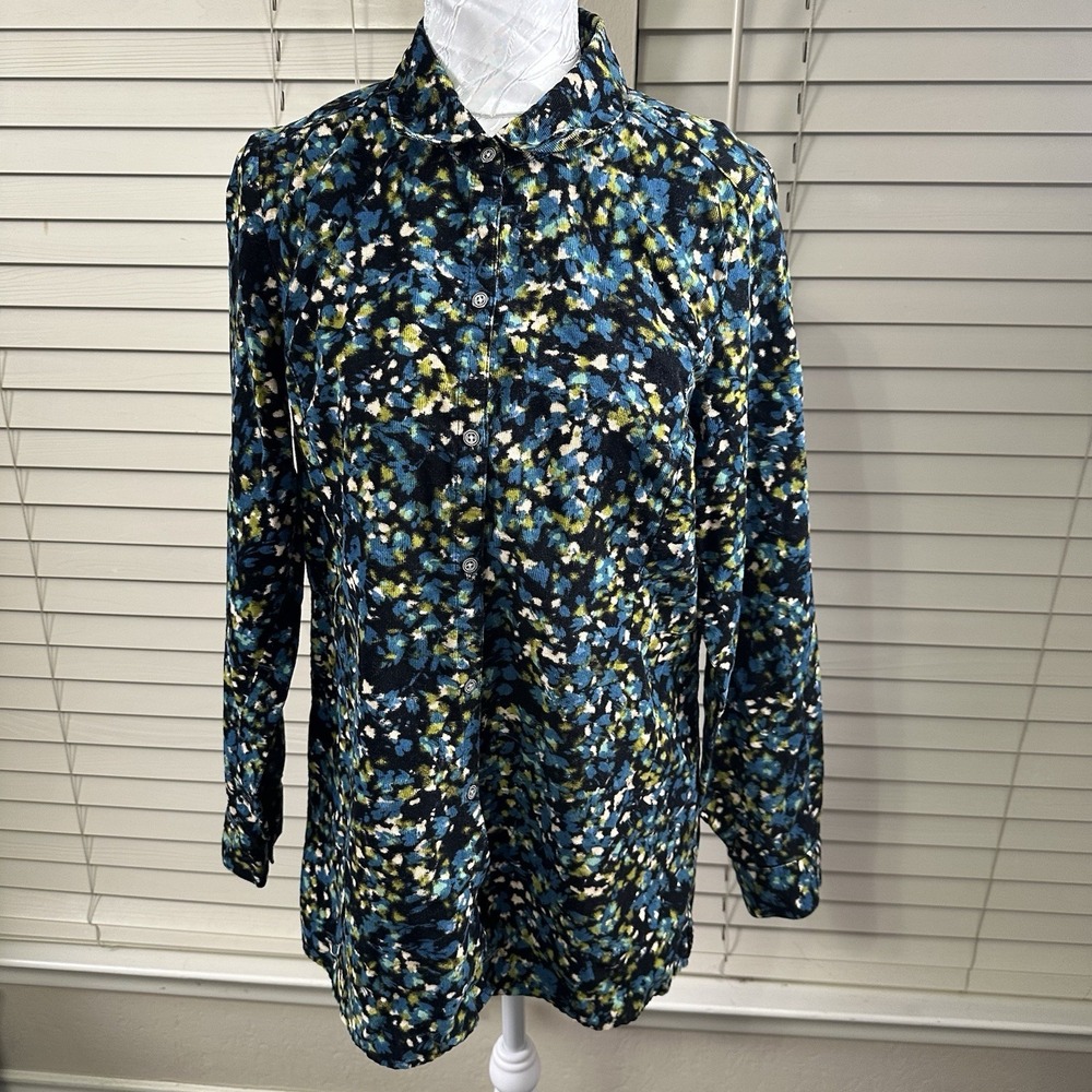 J. Jill Corduroy Button‎ Up Long Sleeve Shirt No size Tag ? Medium Petite READ